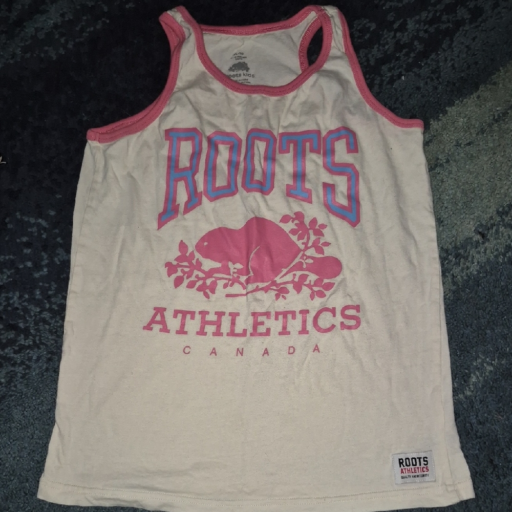 💥5/35 Roots Kids Tank Top - Cream and Pink Size XL